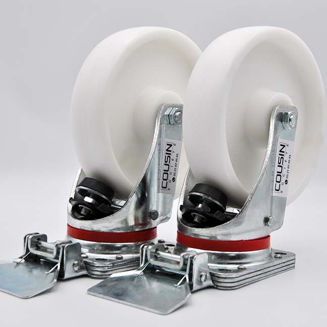Roulette pivotante étanche 200 mm avec frein fixe – chape en acier zingué anticorrosion, roue en polypropylène avec graisseur métallique, charge 800 kg, usage industriel professionnel