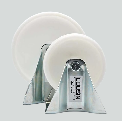 Lot de 2 roulettes fixes avec chape en acier zingué et roue en polypropylène – diamètres 150 mm et 200 mm, charge max. 250 kg chacune, roulement à billes