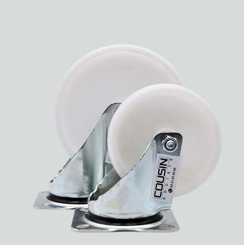 Lot de 2 roulettes pivotantes avec chape zinguée anticorrosion et roue en polypropylène – 150 et 200 mm, charge max. 250 kg chacune