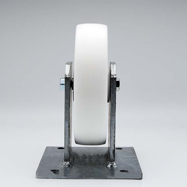 Roulette fixe 200 mm avec chape mécano soudée, roue en polypropylène avec graisseur métallique, capacité 1000 kg – vue produit