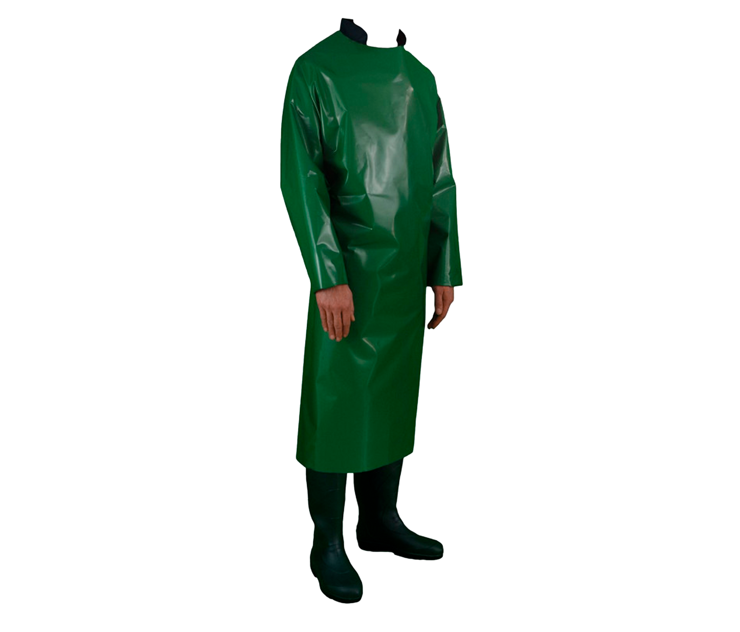 Tablier phytosanitaire long en polyéthylène, taille unique couvrant jusqu’aux bottes et le dos, avec manches longues à scratch, conçu pour protéger contre les produits chimiques non dilués en agriculture et viticulture. Conforme EN ISO 13688, 27065 et 14605.