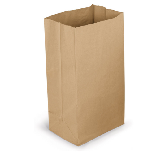 Sac kraft brun à 3 soufflets avec fond plat renforcé, résistant à la pluie grâce au traitement Wet Strength, idéal pour le transport de produits lourds et la collecte de biodéchets.