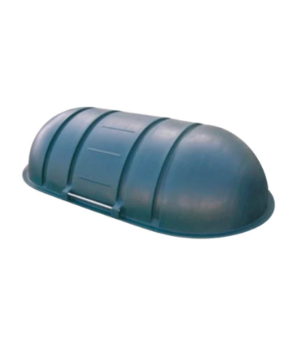 Cloche à cadavre en polyéthylène haute densité, dimensions 2400 x 130 x 600 mm, résistante aux intempéries et aux produits chimiques, avec poignées latérales pour protection hygiénique sur exploitation agricole.