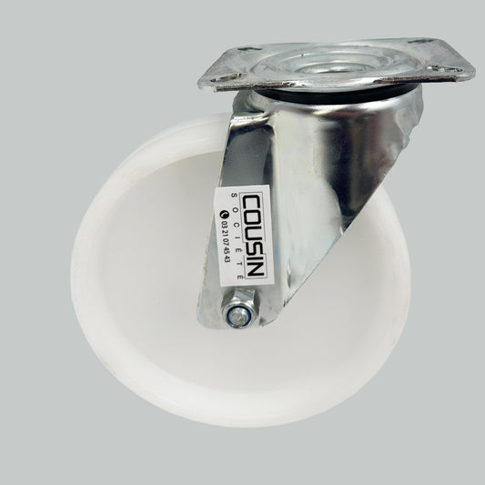 Lot de 2 roulettes pivotantes avec chape zinguée anticorrosion et roue en polypropylène – 200 mm, charge max. 250 kg chacune